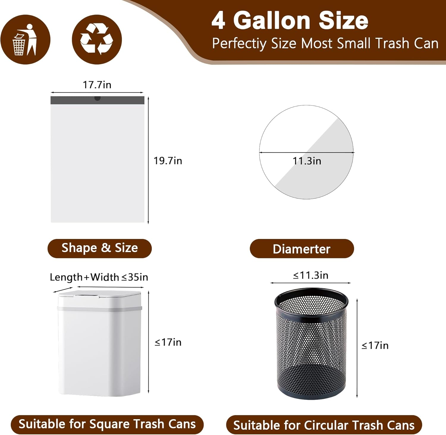 WOWSOLID 4 Gallon Small Trash Bags - 360 Count Drawstring Garbage Bags | 1.2 Mil Thick, Perfect for Mini Bins