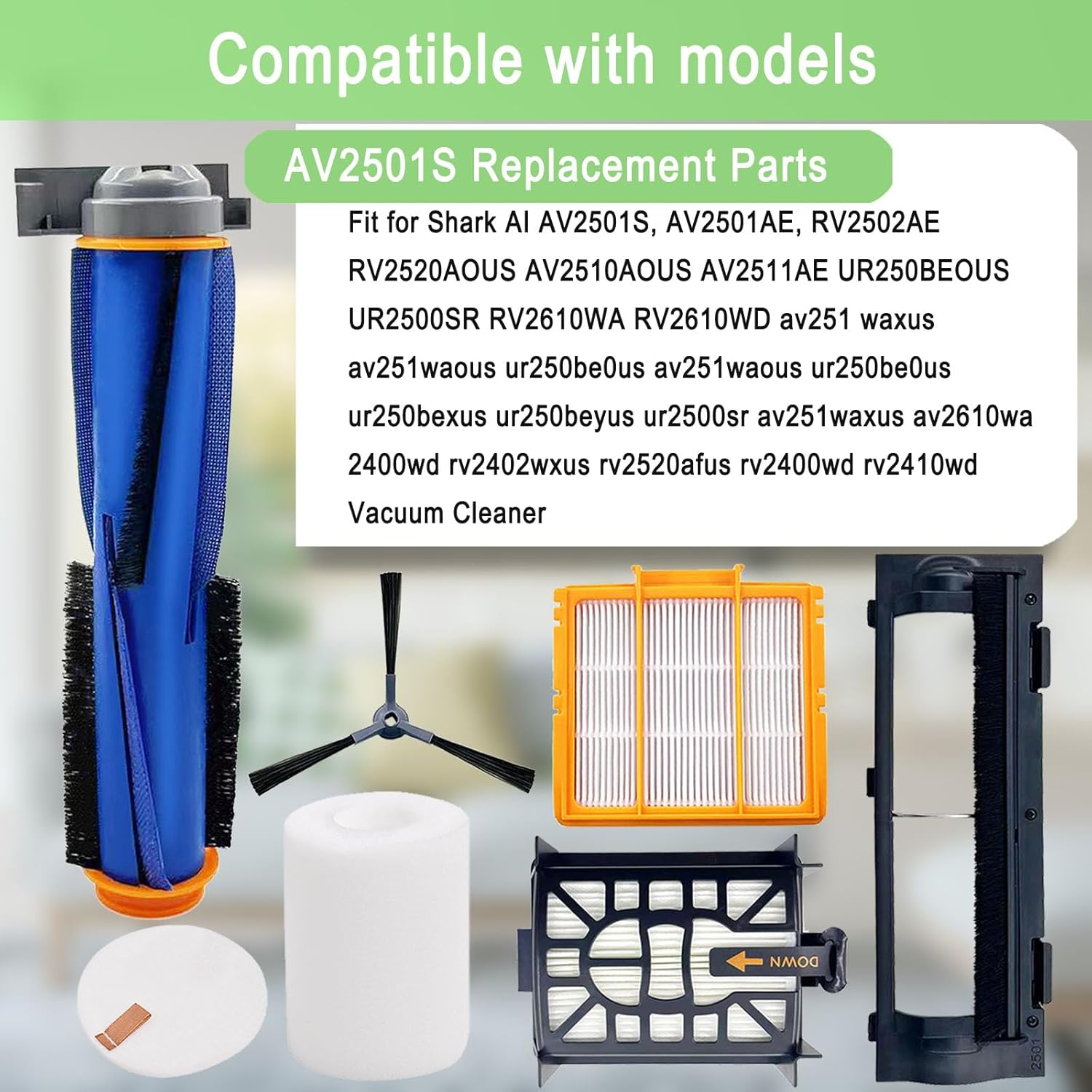 Shark AI Robot Vacuum Replacement Parts - Main Brush, Filter & Accessories | Fits AV2501S, AV2511AE, AV2610WA