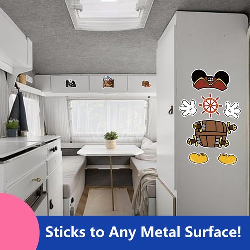 10 Pack Pirate Night Magnetic Cruise Door Decorations – Captain Mouse & Ears Magnets for DCL & Other Ships, Funny Stateroom Door Sign Set