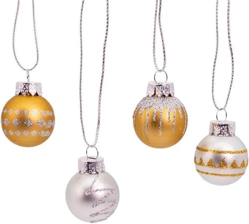 Kurt Adler 25mm Glass Deco Balls - Gold & Silver 12-Piece Set for Festive Decor