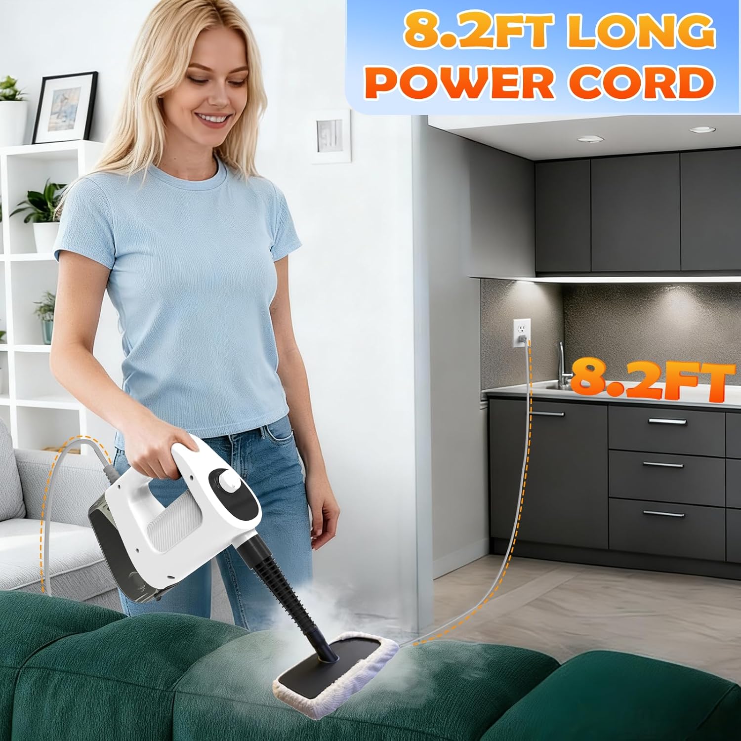 Skiennix Handheld Steam Cleaner - 3-Level Adjustable, 15s Heat-Up, 400ML Capacity | 14 Accessories Included