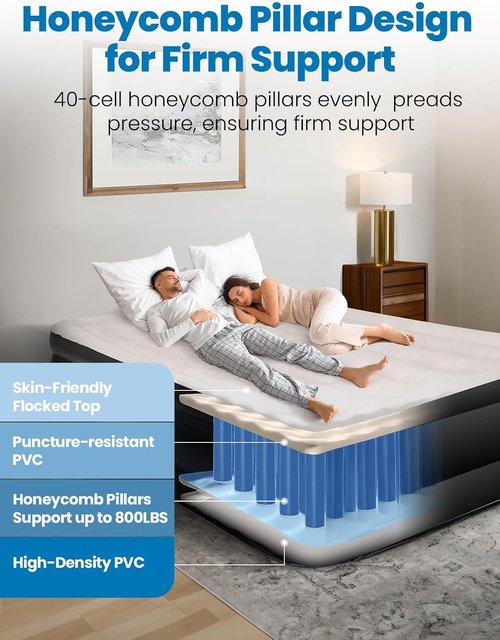 CHERIMOR Queen Air Mattress - 18" Raised Comfort with Built-In Pump | Leak-Proof Design, Supports 800 lbs