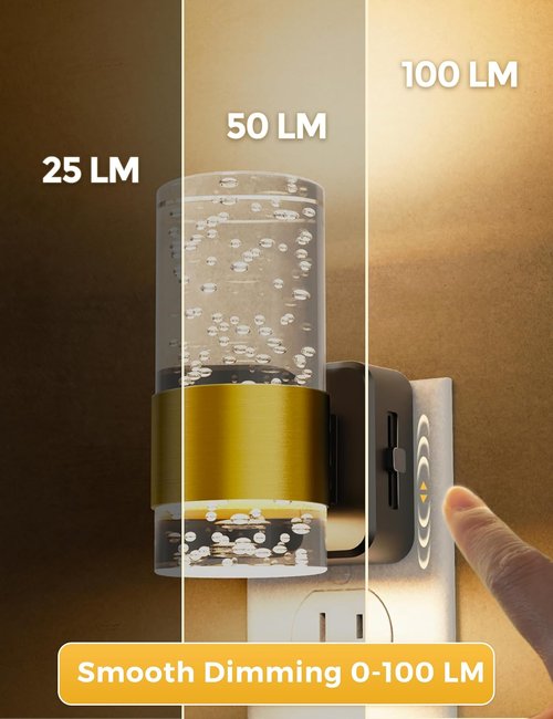 L LOHAS LED Night Light - Adjustable Brightness with Auto Sensor | Soft Wall Sconce Design for Bathroom & Hallway
