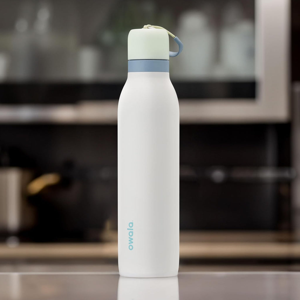 Owala FreeSip Insulated Stainless Steel Water Bottle - 24 oz, BPA-Free, Green/White (Iced Breeze) for Sports & Travel