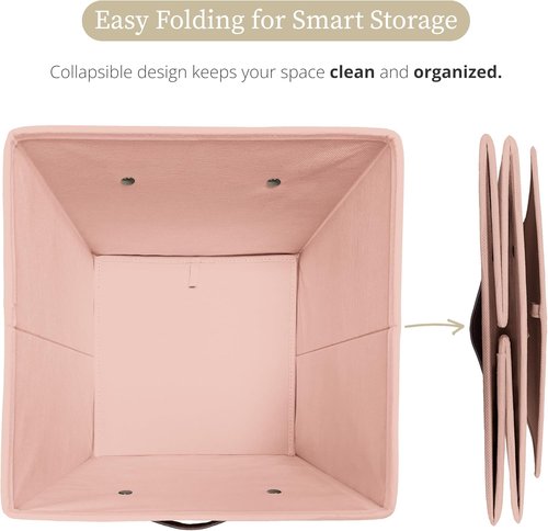 DECOMOMO Storage Bins - Colorful Fabric Cube Storage Bins with Labels | 10.5" x 11" | Set of 6