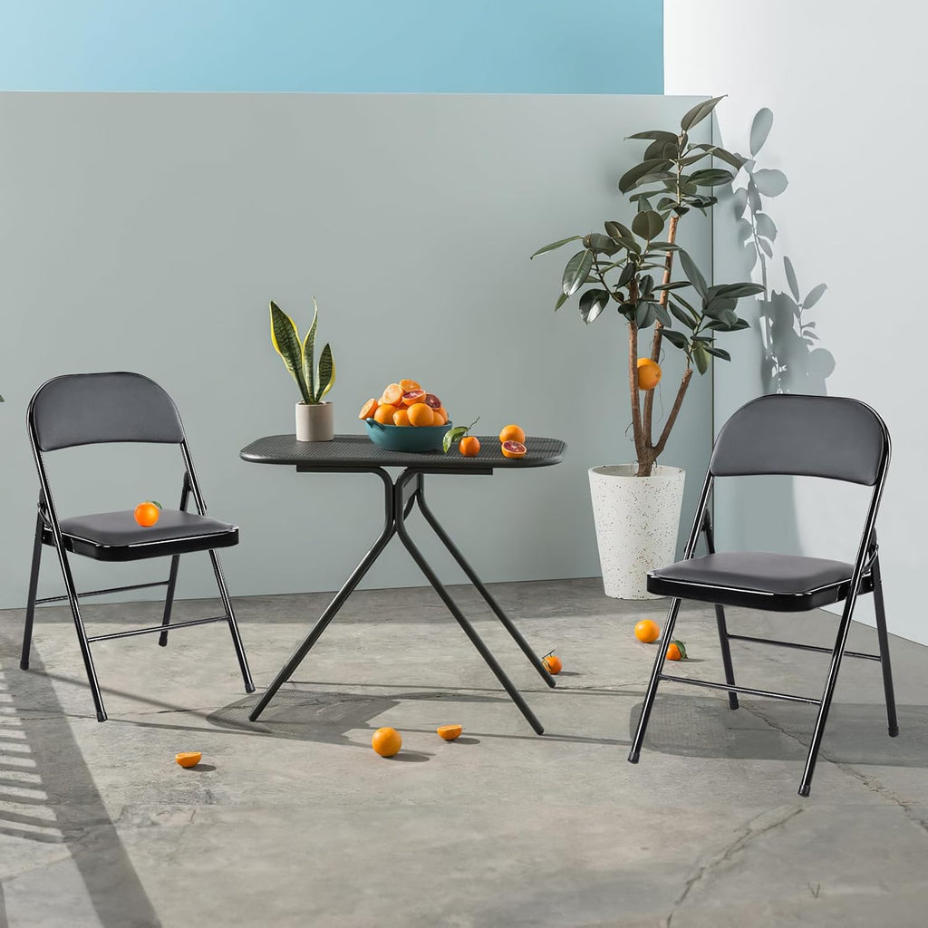 Sweetcrispy Folding Chairs - 12 Pack Leather Padded, Sturdy Metal Design | Easy Storage for Home & Office