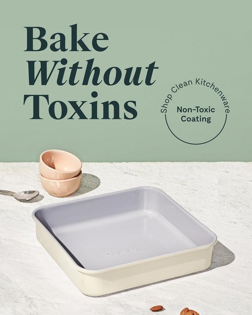 Caraway 9” Square Pan Duo - Non-Stick Ceramic Coating - Chemical-Free Bakeware - Black