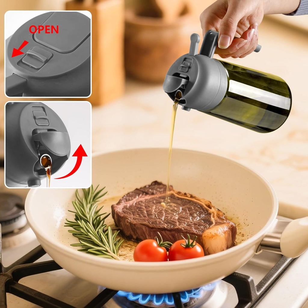 SWEET VIEW Olive Oil Dispenser - 16oz Glass Light-Proof Oil Sprayer for Cooking, Salad & BBQ
