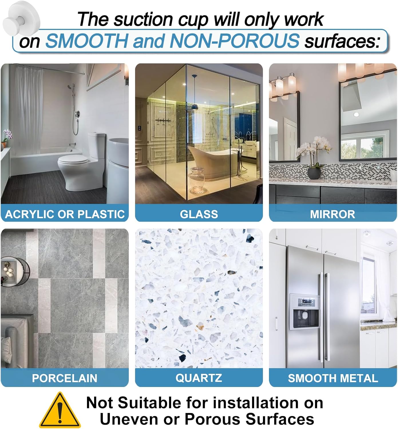 Regine Switzerland Suction Cup Hooks - No Drill Shower Hooks for Glass Windows & Mirrors | White (4 Pack)
