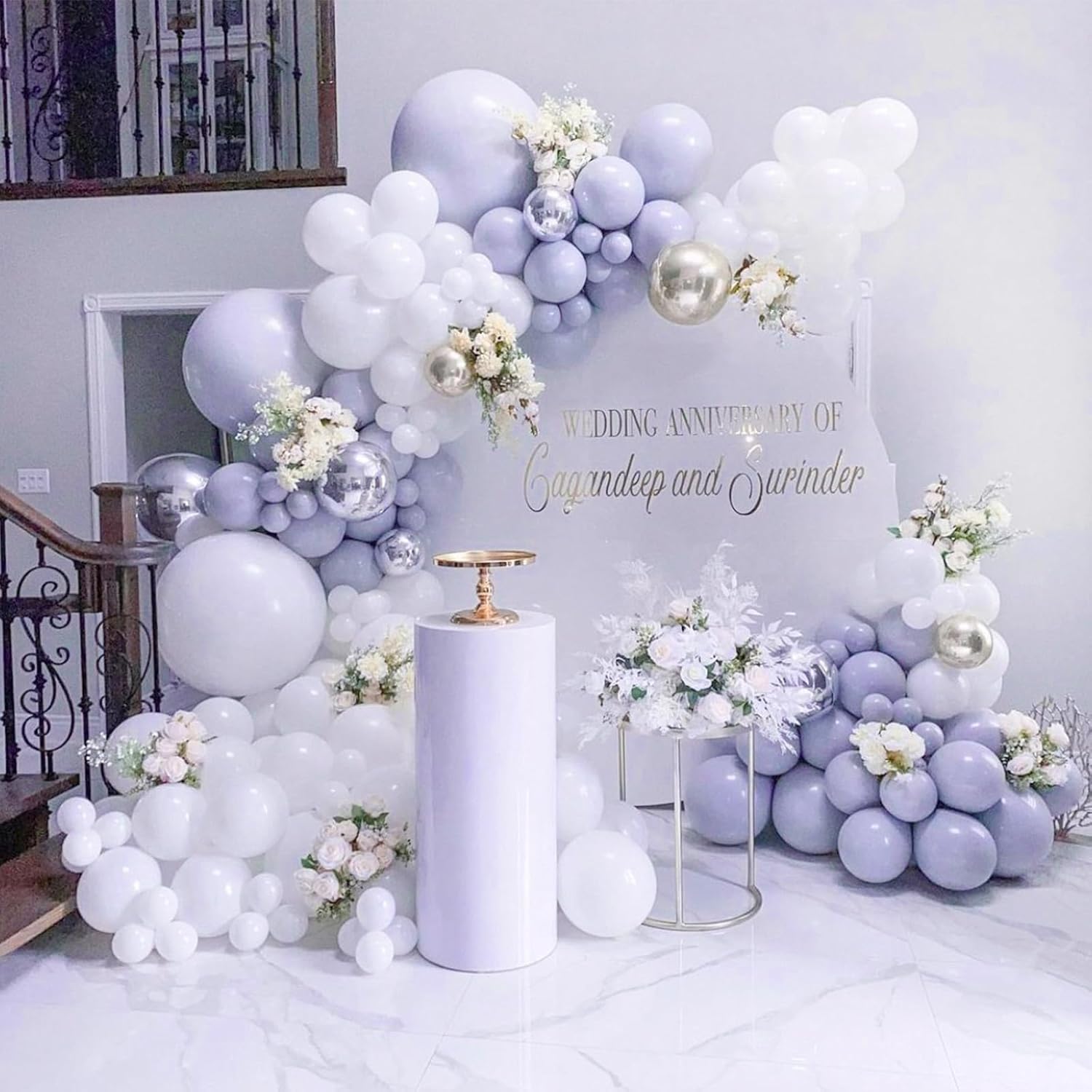 PartyWoo Dusty Blue Balloons - 101pcs 12 Inch Boho Lavender Latex Balloons for Baby Showers & Celebrations