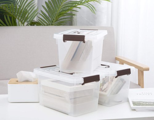 Clear Plastic Storage Bins by [Brand Name] - Stackable 7 Quart Containers with Lids & Handles for Multi-Purpose Organization
