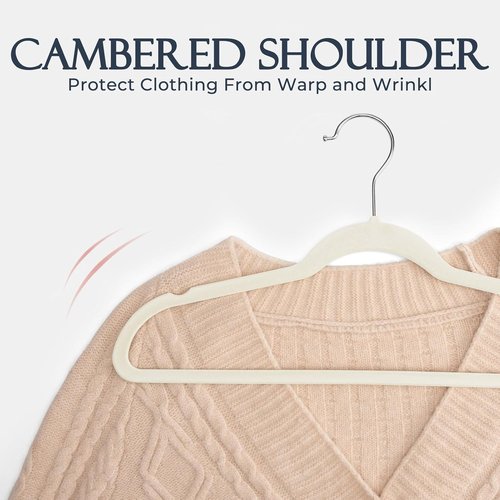 HOUSE DAY Ivory Velvet Hangers - 40 Pack Non-Slip Heavy Duty Suit Hangers | Space-Saving Design with 360° Rotating Hook