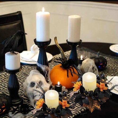Maple Flower Wreath by Halloween | Artificial Eucalyptus Candle Rings for Home Decor