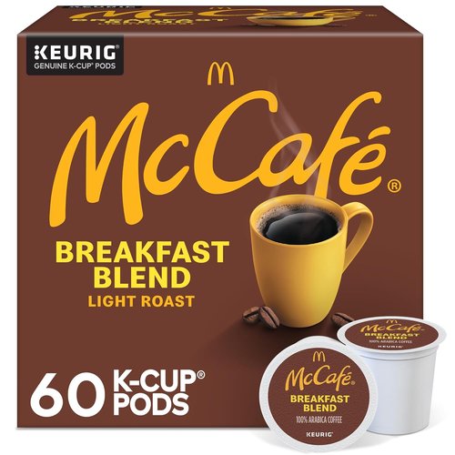McCafe Breakfast Blend Coffee Pods - Light Roast Single Serve Keurig K-Cups | 60 Count (6 Packs of 10)