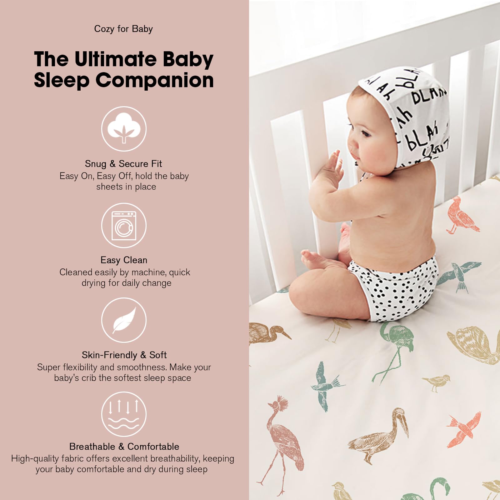 Bimocosy Pack and Play Sheets Fitted 4 Pack, 38 x 26 Inch Pack n Play Mini Crib Sheets for Boys and Girls, Soft Stretchy Playard Mattress Sheets for Graco Pack n Play, Forest Friends