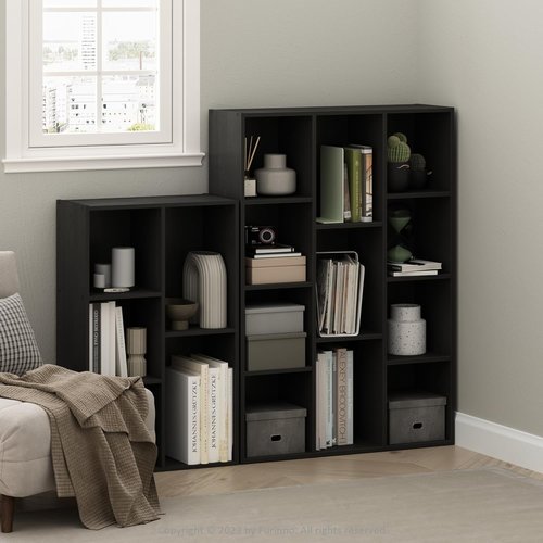 Furinno LUDER Bookshelf - 5-Cube Reversible Bookcase for Easy Assembly | Blackwood Finish, 9.4 x 19.5 x 31.5