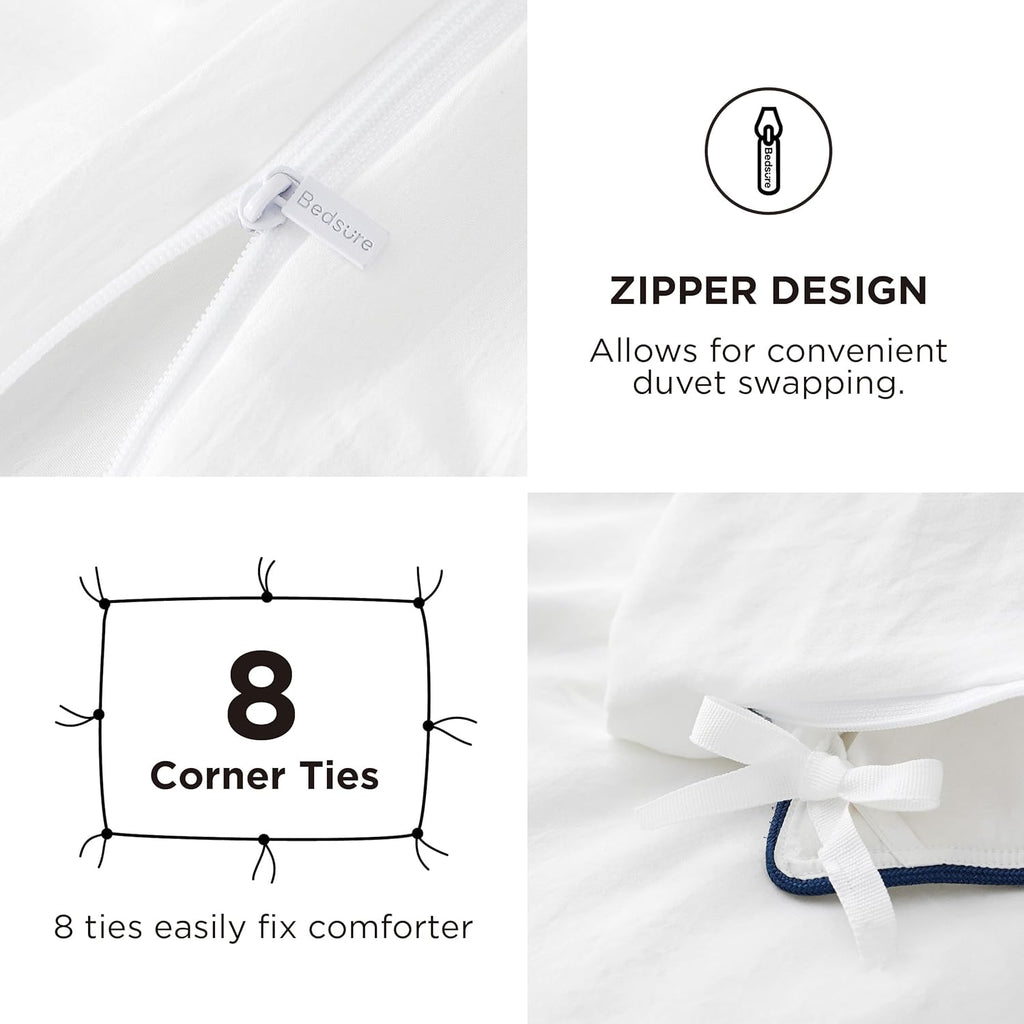 Bedsure Duvet Cover Set - King Size 4-Piece Extra Soft Cotton-Like Bedding in White | Includes Zipper Closure Duvet Cover 104x90 Inches, 2 Pillow Shams, Fitted Sheet