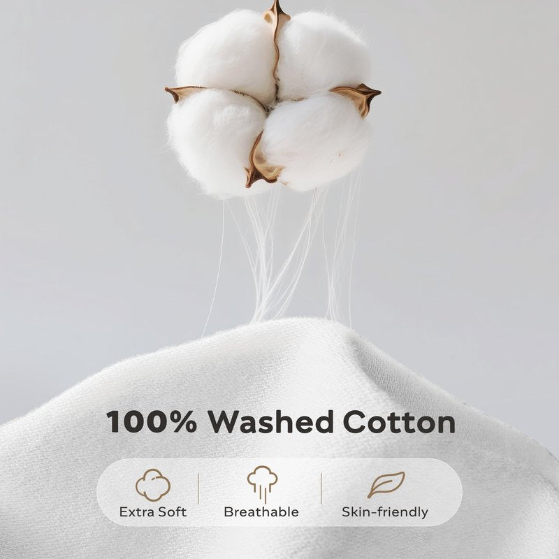 JELLYMONI Bedding Duvet Cover King Size - 100% Washed Cotton Linen Feel Textured Comforter Cover, 3 Pieces Lightweight Soft Bedding Set with Zipper Closure (Off White, 104"x90")