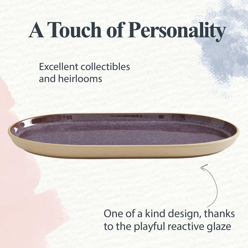 Portmeirion Minerals Oval Dish (12"x 6.4") - Stoneware Tableware with Unique Amethyst Glaze - Contemporary Dining & Essential Scandinavian Entertaining, Durable Ceramic Server for Meals & Gatherings