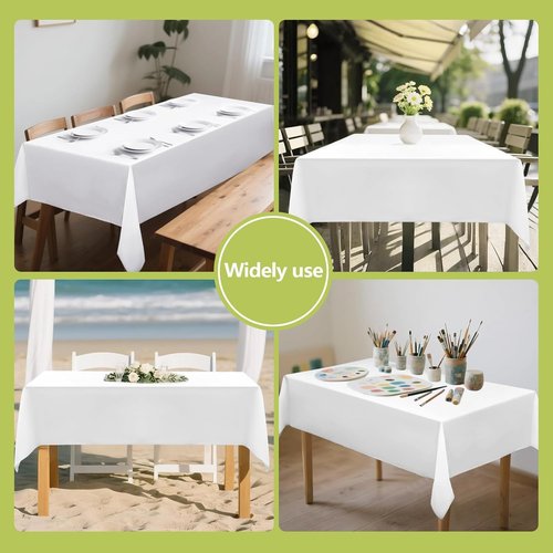 20 Pack Disposable Plastic Tablecloths - Waterproof White Table Covers for Weddings & Parties | 54 x 108 Inch
