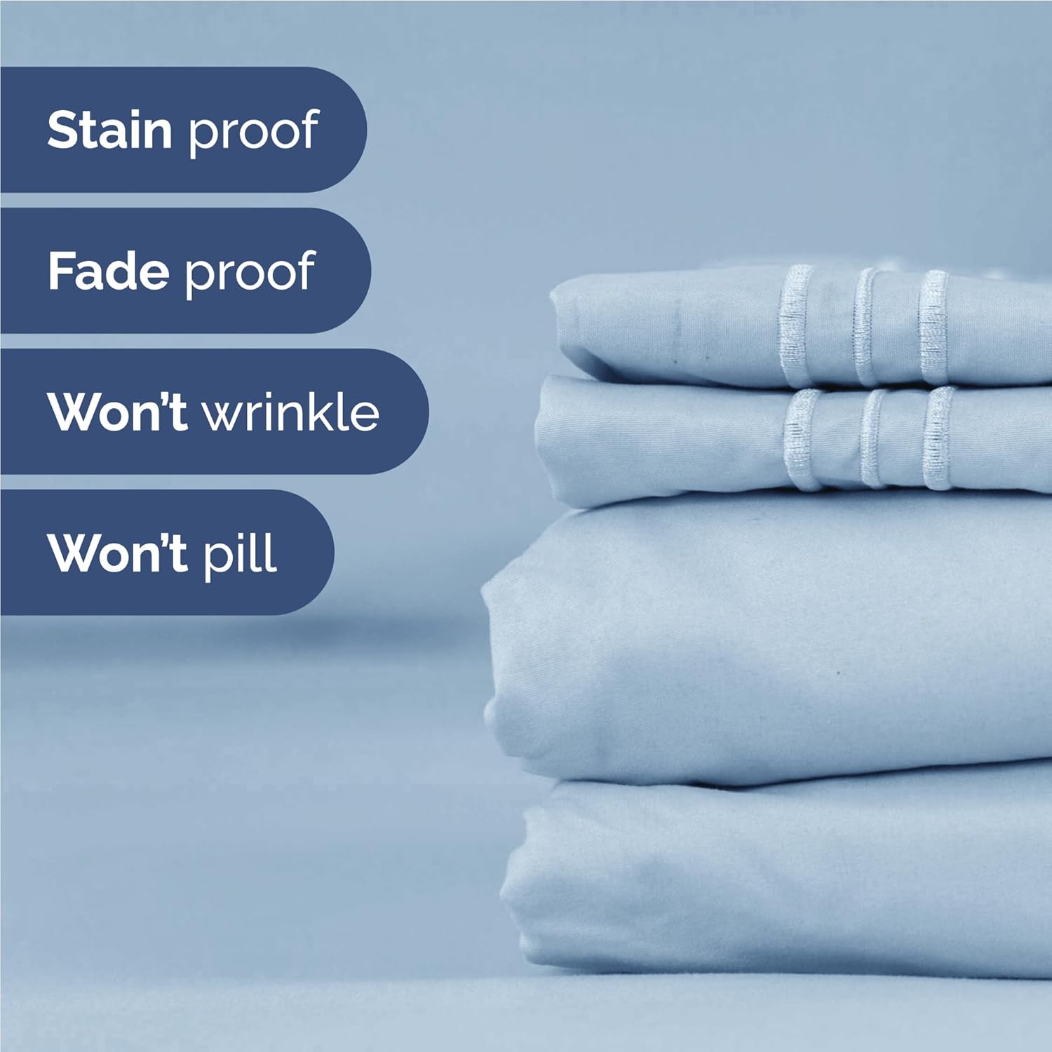 Skiennix Full Size 4-Piece Sheet Set - Comfy, Breathable & Cooling Bed Sheets - Ultra-Soft, Deep Pockets, Sky Blue
