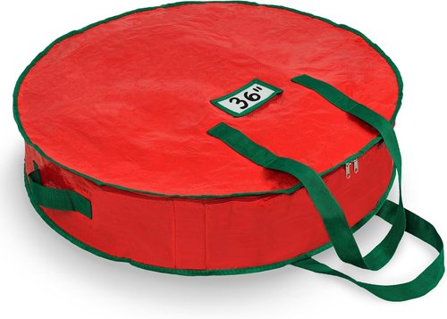 Handy Laundry Christmas Wreath Storage Bag - Durable Tarp Material with Zipper & Sturdy Handle | 36” Dust & Pest Protection