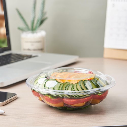 FULING [18 oz. 50 Sets Clear Plastic Salad Bowls with Airtight Lids Disposable To Go Mixing Containers Serving for Fruit, Quinoa, Lunch and Meal Prep