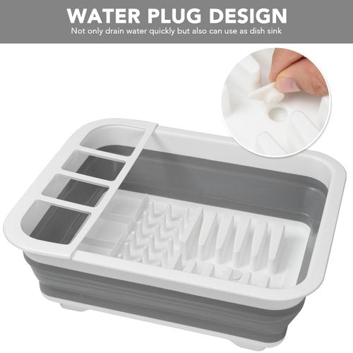 Tiawudi Collapsible Dish Drying Rack, Pop Up Dinnerware Drainer, Portable Plate Organizer for Kitchen RV Campers Travel Trailer, Space Saving Kitchen Storage Tray