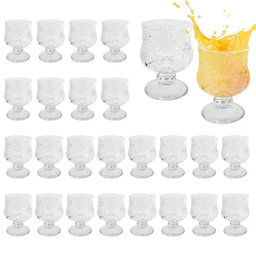 BUWUSMU 24 Pcs Shot Glass Bulk Set 1.5 oz Mini Cute Shot Glasses Cordial Glasses with Stem Sherry Glasses Clear Shot Glassware for Wine Liqueur Tequila Whiskey Beverage Wedding Party Bar Supplies