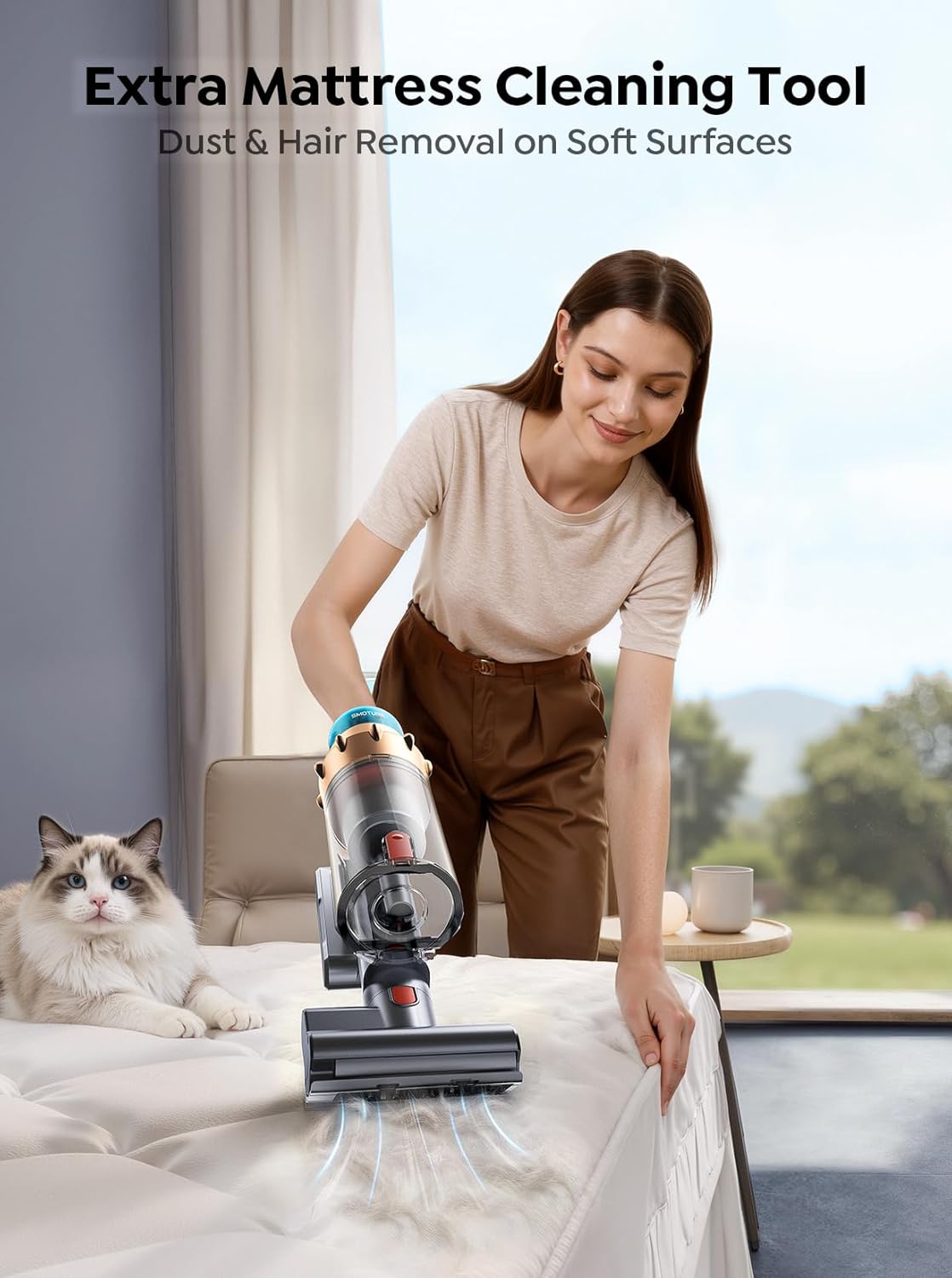 Skiennix Cordless Vacuum Cleaner - 55KPA Powerful Suction, 70 Mins Runtime, LED Touchscreen, Pet Hair & Carpet Friendly
