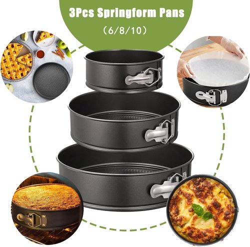 168Pcs Cake Pan Set by [Brand Name] - Non-Stick Springform Pans (6, 8, 10 Inches) & Icing Tips | Multi-Functional Baking Supplies