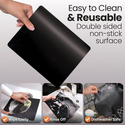 Buself Toaster Oven Liner - Nonstick & Heat Resistant Reusable Air Fryer Liners, 9x11", 2 Pack, Black