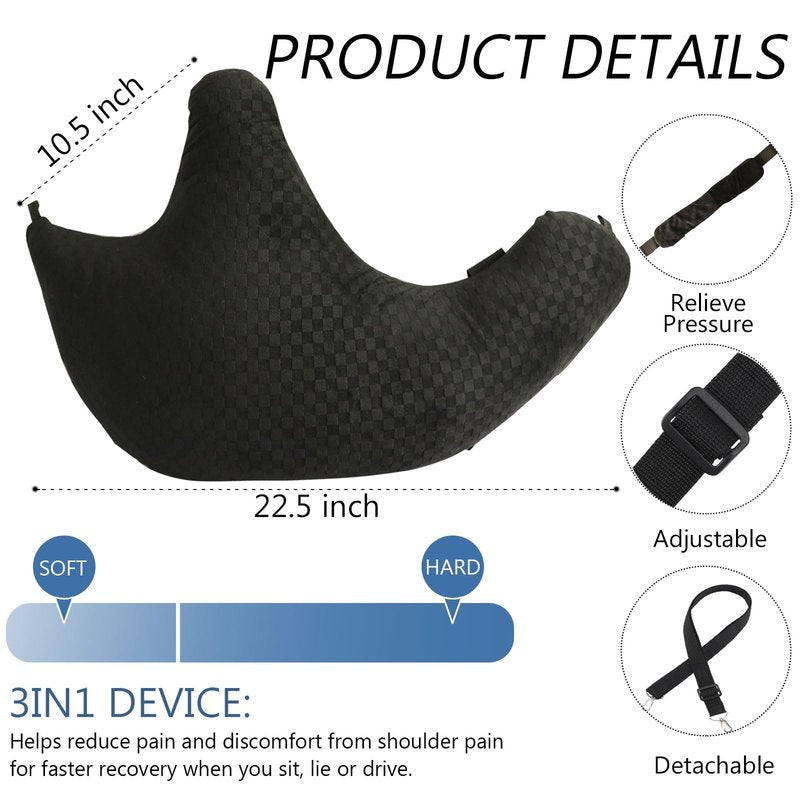 Post Shoulder Surgery Pillow, Rotator Cuff Pillow, Shoulder Pillow for Shoulder Pain Side Sleeper, Arm Pillow for Adults After Surgery, Shoulder Pillow with Sling-for Pain Relief Sleeping (Black)