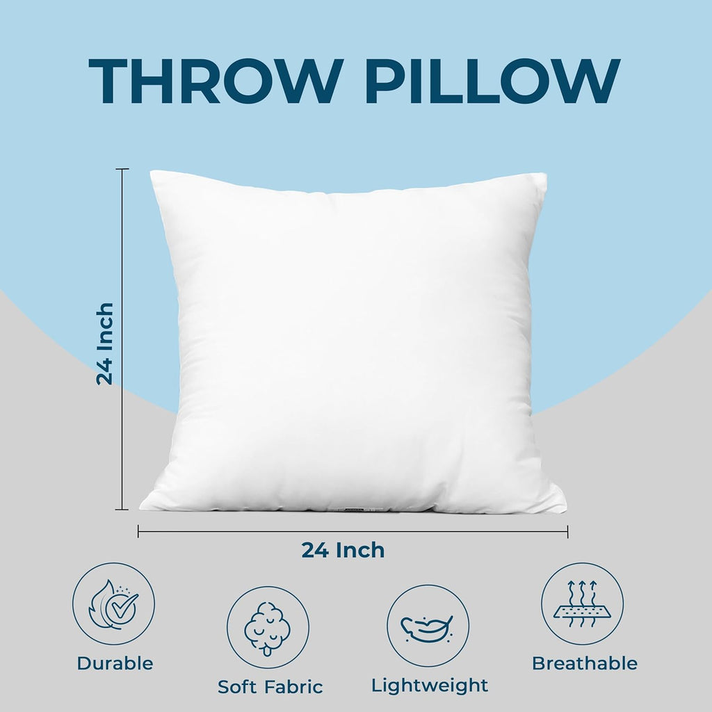 Utopia Bedding Throw Pillows - Set of 4 Fluffy 24x24 Inch Down Alternative Cushions for Home & Outdoor Use