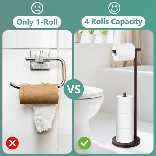 Housen Solutions Free Standing Toilet Paper Holder - Oil Rubbed Bronze Design for Jumbo Rolls