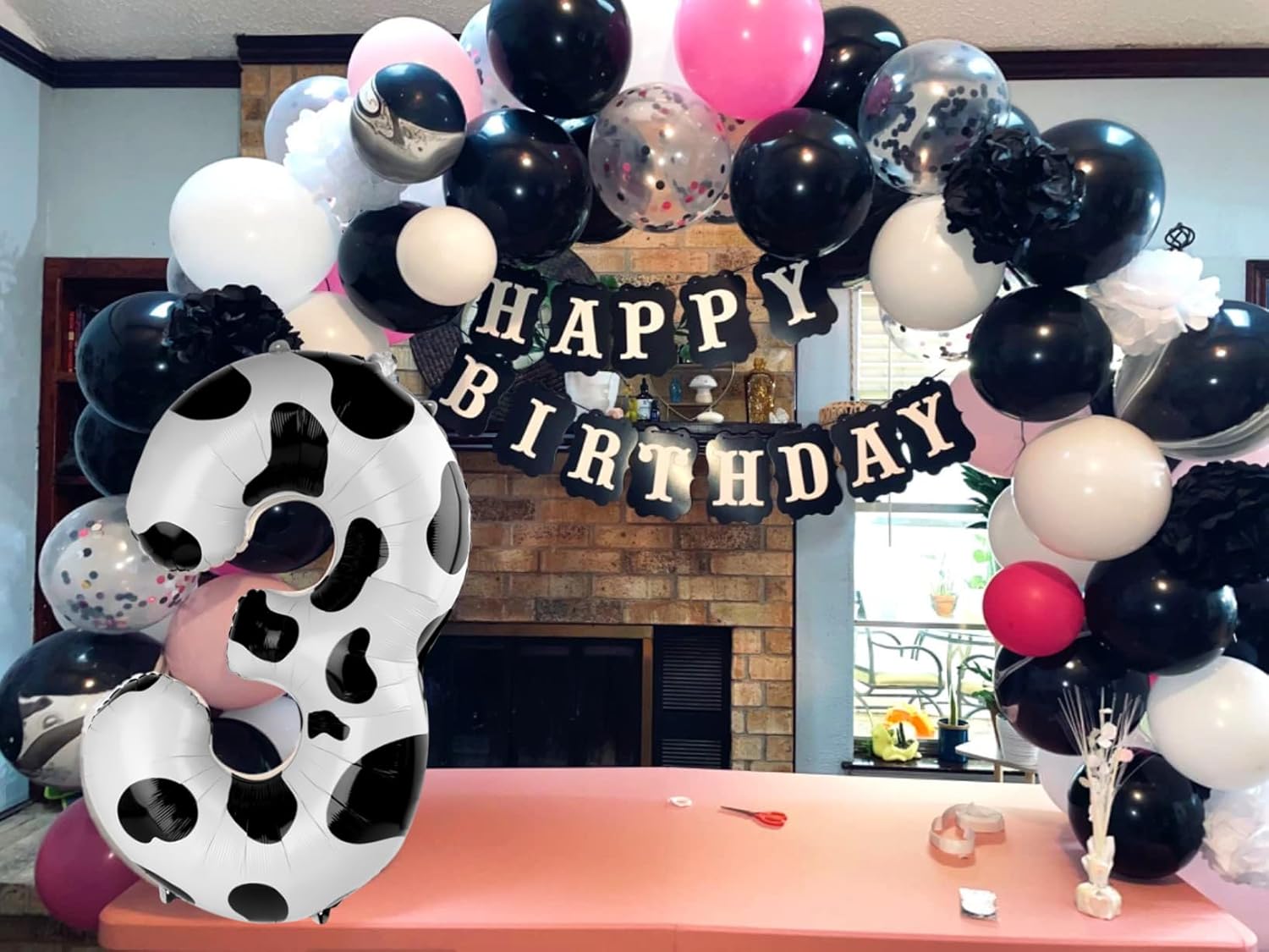 Numbers Balloon - 40 Inch Large White & Black 3 Balloon for Birthday Party Decor | Perfect for Three-Year-Old Celebrations