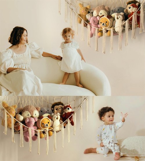 Mirolam Stuffed Animal Storage Hammock Net - Large Toy Organizer for Baby Nursery Decor
