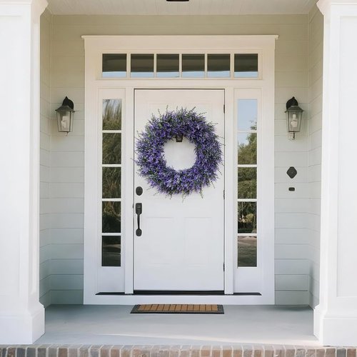 Lavender & Eucalyptus Wreath by [Brand Name] - Large 32" Artificial Greenery for All Seasons | Front Door & Porch Decor
