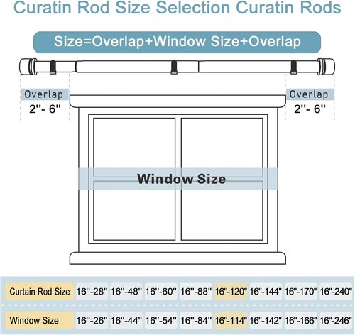 Byondeth Curtain Rods - Adjustable 16 to 120 Inches | 1 Inch Diameter | Black with Aluminium Finials