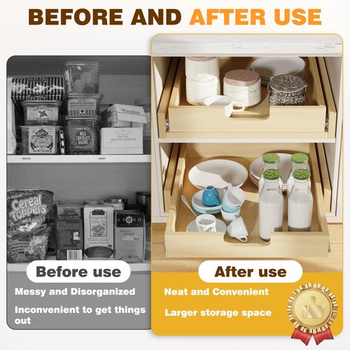 Grehitk Pullout Cabinet Organizer, 11''W×21''D×3''H Slide Out Shelves for Kitchen Cabinets, Pull out Drawers for Kitchen Cabinets, Pantry, Bathroom, & Storage Organization