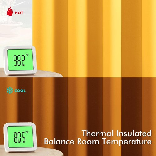 MIULEE Yellow Blackout Curtains - Thermal Insulated Room Darkening Drapes | 72 Inch Long, 2 Panels
