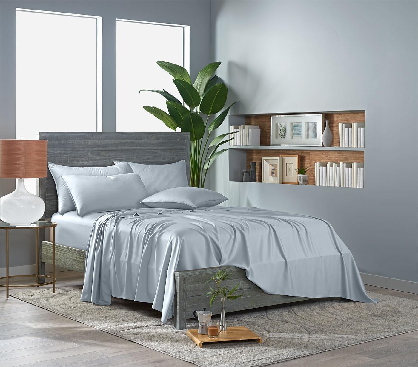 Pure Bamboo California King Sheets - 100% Organic Viscose, Soft & Cooling Bed Set | Glacier Color
