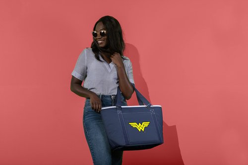 Picnic TIME Wonder Woman Topanga Tote Cooler Bag, Insulated Soft Cooler Tote for Picnic Beach Grocery Tailgating, 24 Can Capacity, Leak Resistant Liner, Extra Large Reusable Cooler Bag, (Navy Blue)
