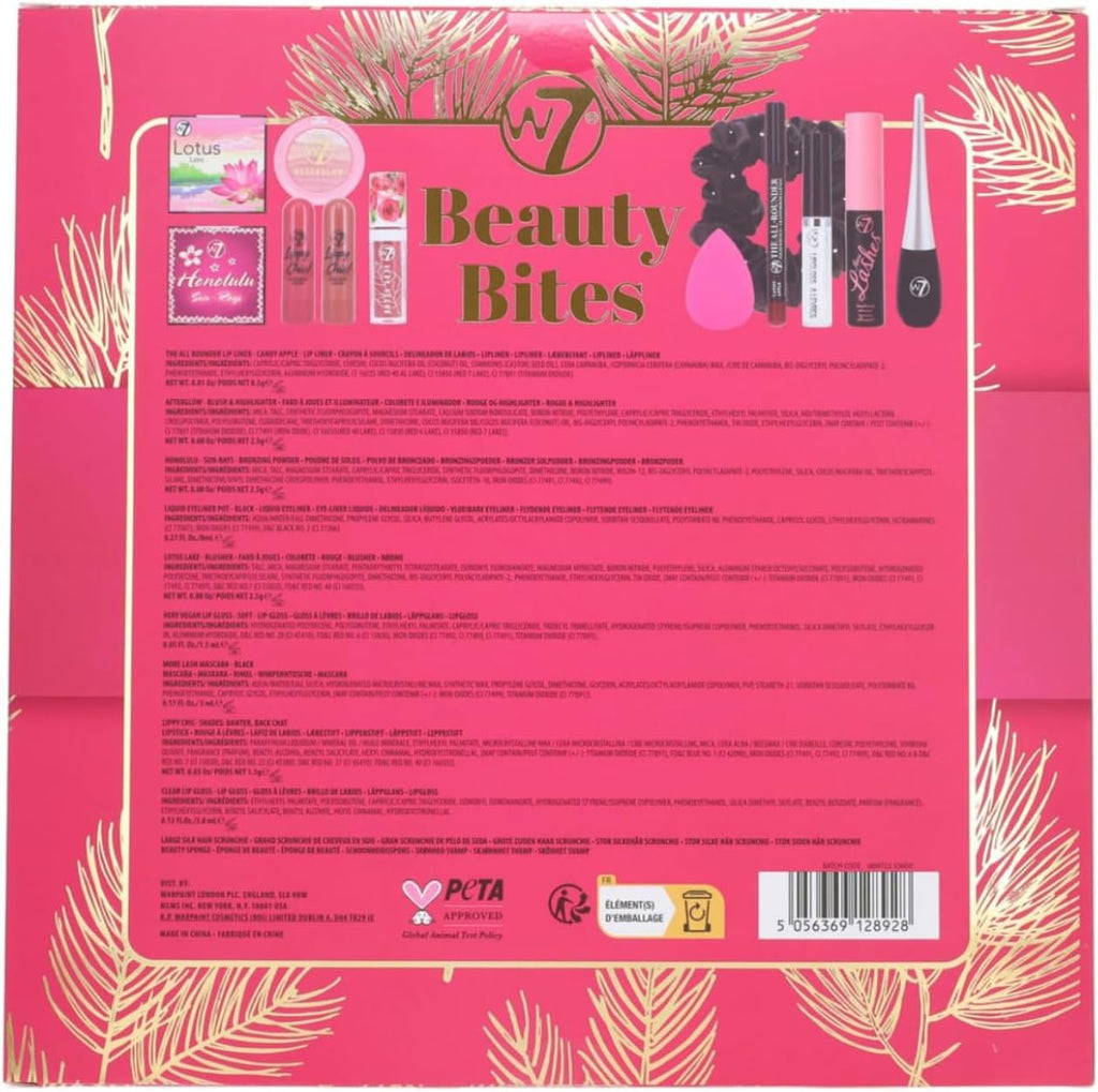 W7 Beauty Bites 12-Day Advent Calendar - Festive Makeup Surprises in Pink