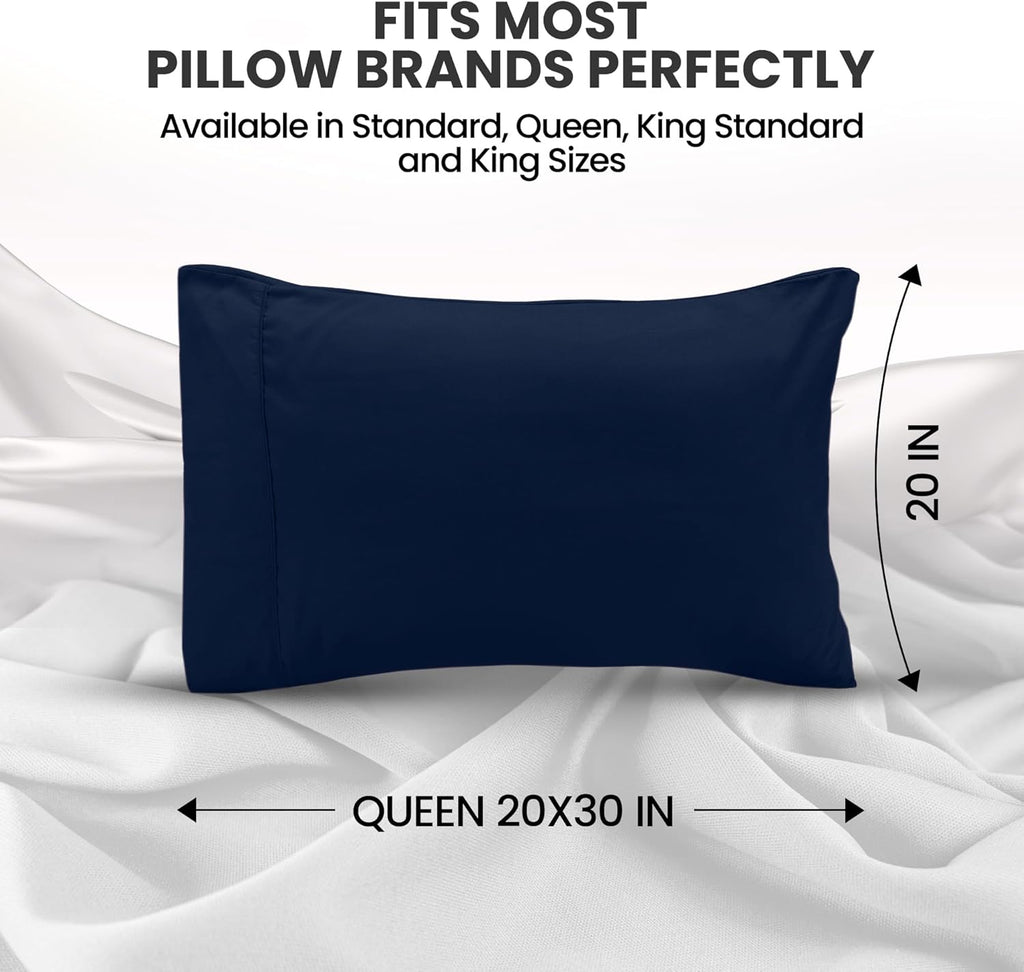 Utopia Bedding Queen Pillow Cases - Soft Brushed Microfiber - 2 Pack, Navy | Fade Resistant 20 x 30 Inches