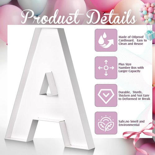 Mifoci 13.7inch Cardboard Letter Boxes Charcuterie Letters Board Fillable Reusable Trays Alphabet Serving Platter for Food Chocolate Candy Decoration Baby Shower Party Anniversary(Letter A)