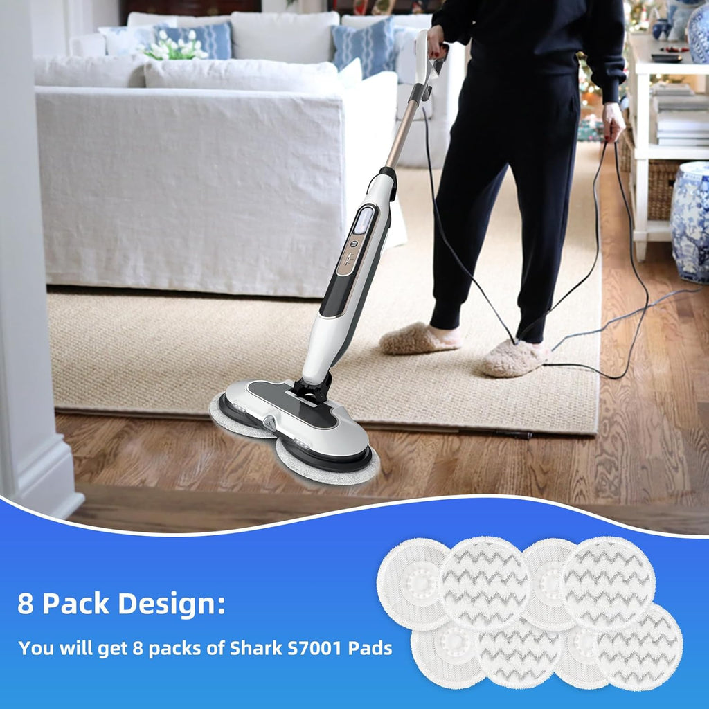 VIEWALL Steam Mop Pads - Replacement for Shark S8000 Series | Soft Washable Dirt Grip - 8 Pack