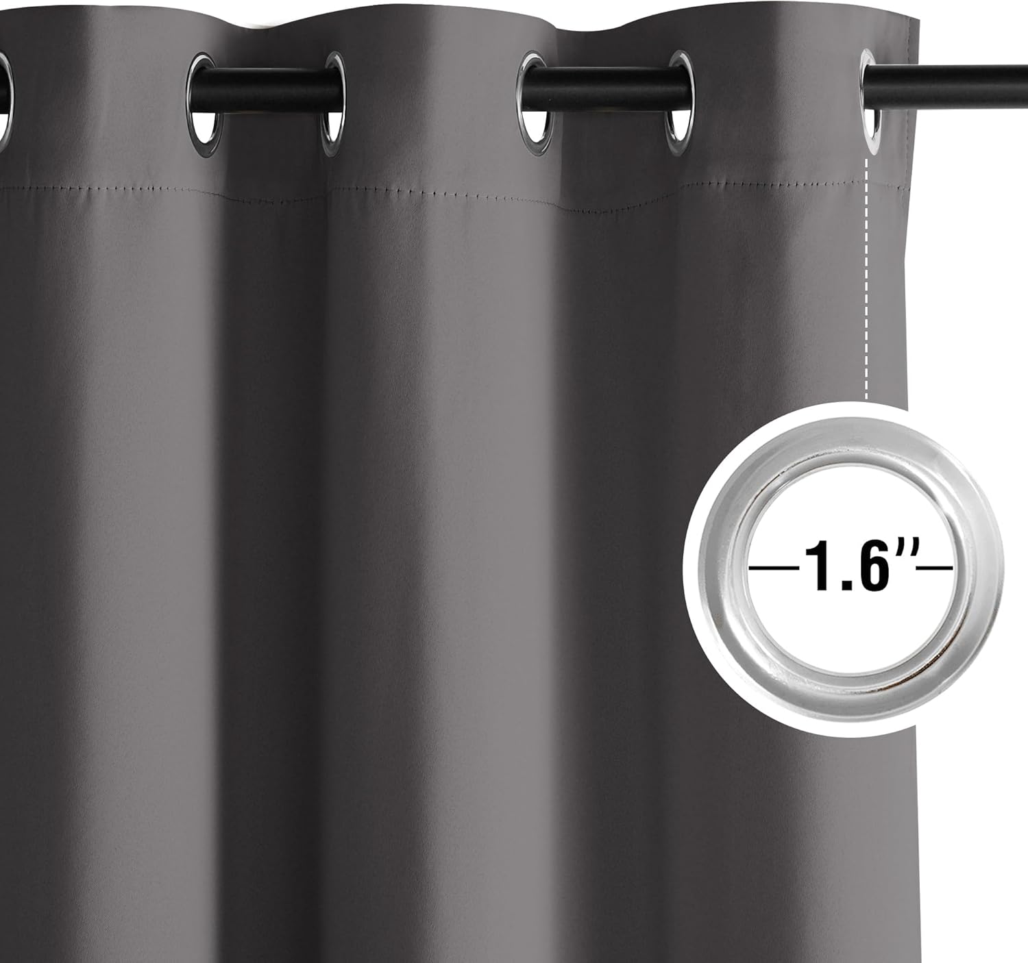 NICETOWN Room Darkening Curtains - Grey Drapery Panels, 2 Pack | W52 x L63 for Enhanced Privacy