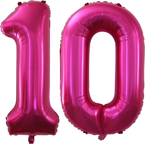 GOER Jumbo Number 10 Balloons - 42 Inch Bright Peach Foil Helium Balloons for Birthday & Anniversary