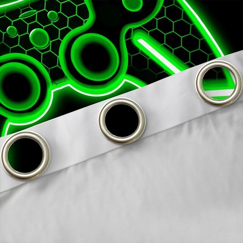 Feelyou Gamer Curtains for Bedroom Living Room (2 Panels, 38 x 45 Inch) Kids Game Controller Blackout Curtains Boys Teens Green Black Darkening Drapes Gaming Window Treatments
